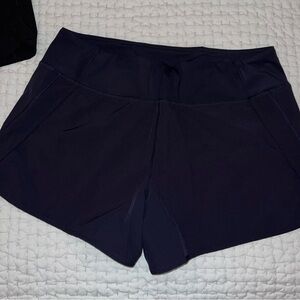 CRZ YOGA Blue and Black Athletic Shorts with Elastic Waistband